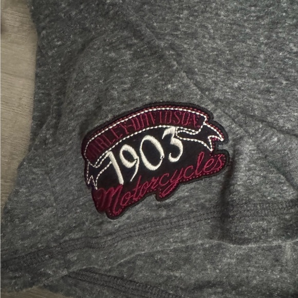 Harley-Davidson Women’s Gray and Black Long Sleeve Henley Shirt - Picture 5 of 6